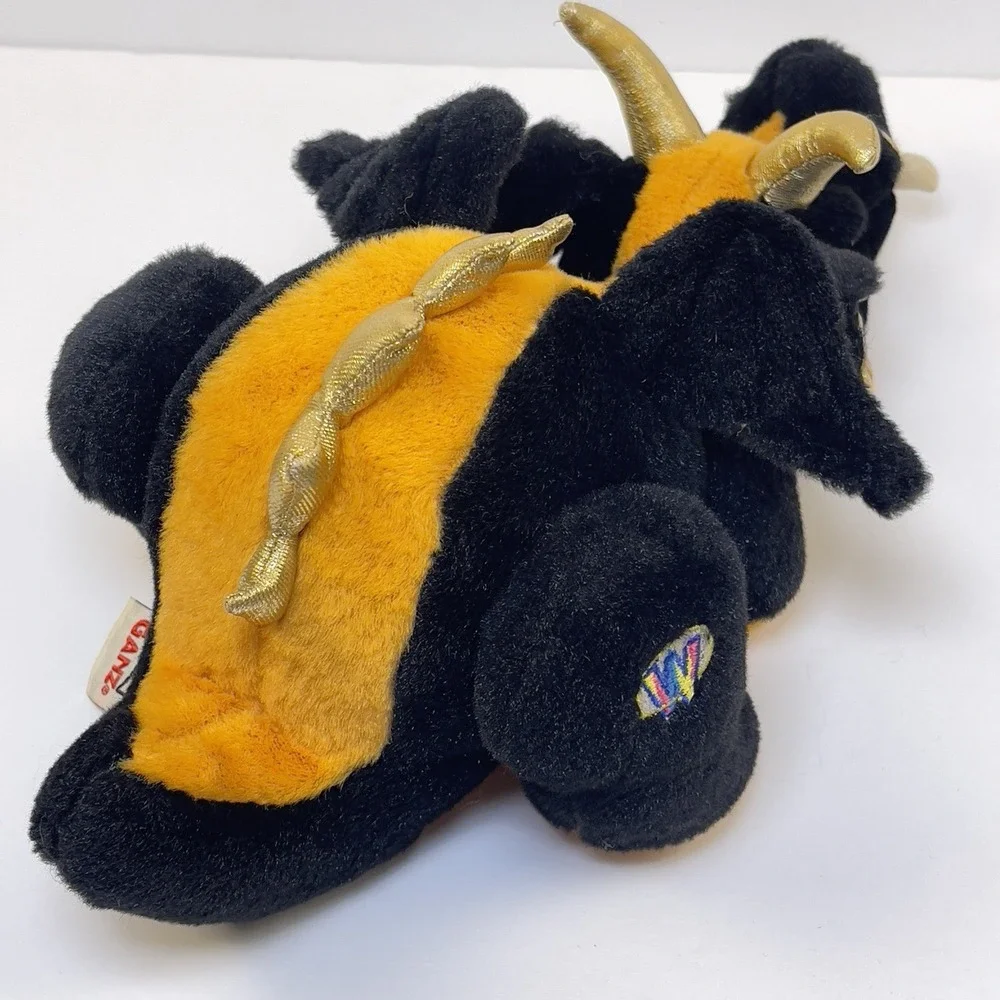 Ganz Webkinz LAVA DRAGON Black Orange Stuffed Plush HW043 Retired *Unknown Code*